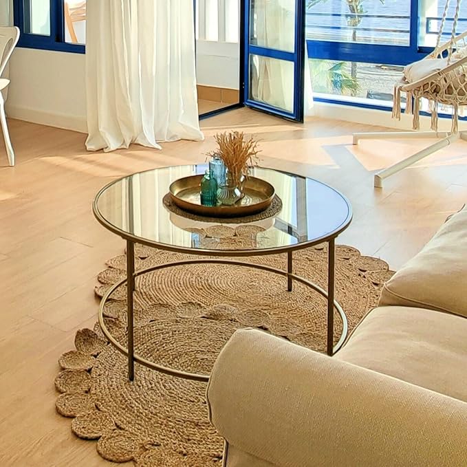 35 Inch Round Clear Tempered Glass Table Top with 1/4" Thick Flat Polished Edges for Dining, Coffee Table, or Office Use, by Fab Glass and Mirror