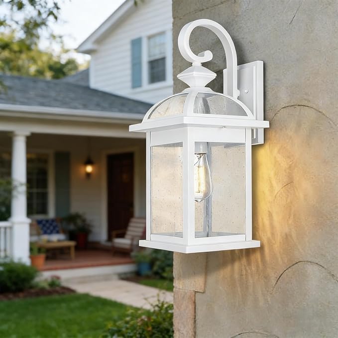 Darkaway 2pcs Outdoor Lights Fixtures Wall Mount, Large 22inch Outdoor Wall Sconce Lights with Seeded Glass Waterproof Outside Exterior Lights Fixture for House Front Porch Entry
