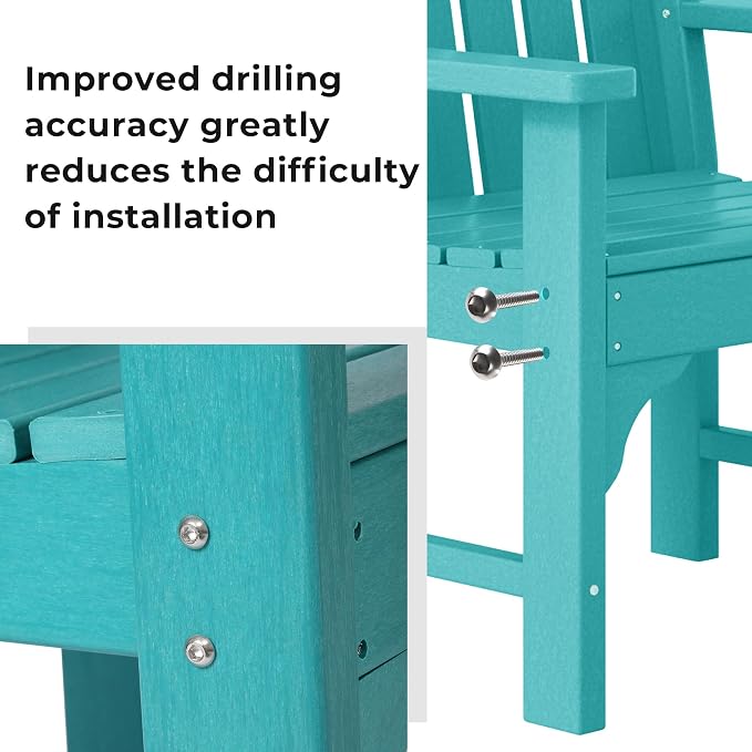 Costaelm Outdoor Dining Chairs with Arms Set of 4, Patio Dining Table Chair, HDPE Poly Lumber Waterproof Restaurant Bistro Farmhouse Chairs for Outside Porch Backyard Garden, Turquoise