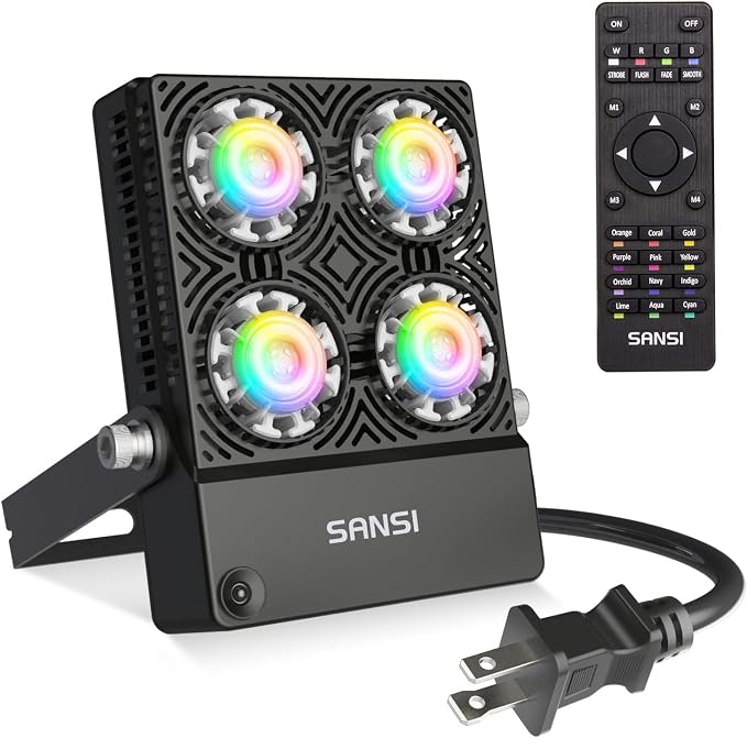 SANSI Super Bright Led Flood Light 200W Equivalent, RGBW Outdoor Color Christmas Changing Led Lights,30W,16 Colors 4 Modes,Dimmable,Patented Tech for Energy Saving,Yard Party Stage Landscape