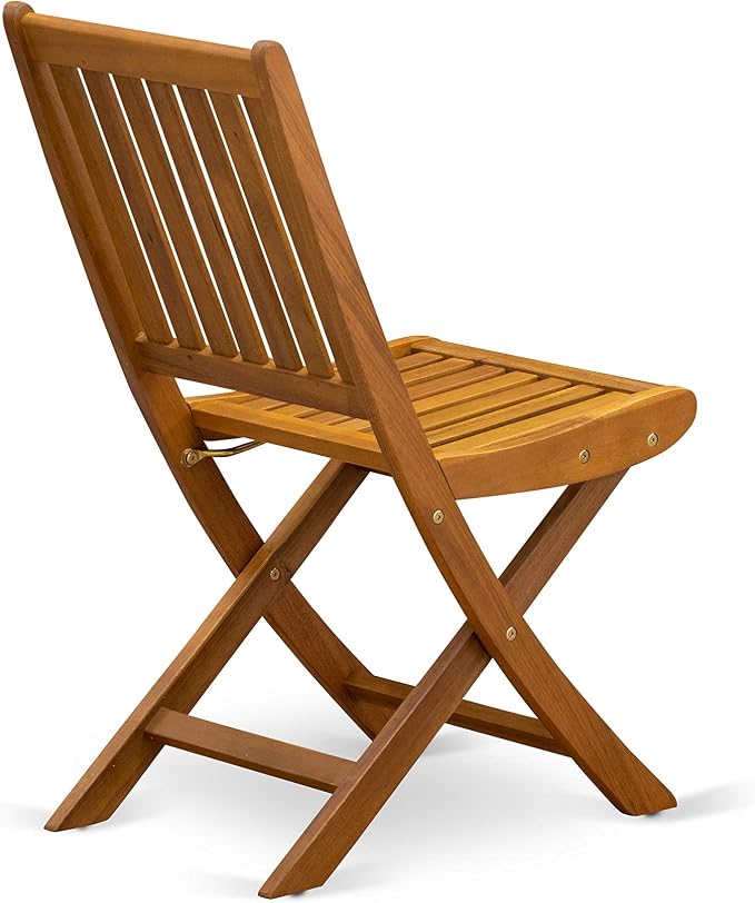 East West Furniture DEDK9CWNA 9 Piece Outdoor Patio Dining Sets Includes a Rectangle Acacia Wood Table and 8 Folding Side Chairs, 40x72 Inch, Natural Oil