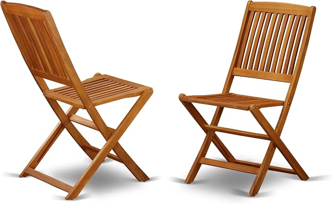 East West Furniture AECM5CWNA 5 Piece Patio Bistro Dining Furniture Set Includes a Rectangle Outdoor Acacia Wood Table and 4 Folding Side Chairs, 36x60 Inch, Natural Oil