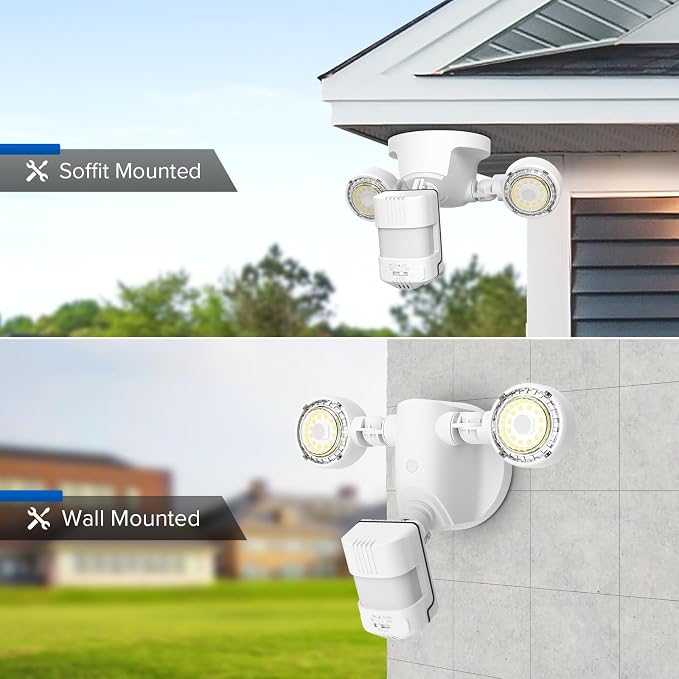 SANSI 15W 2000LM Motion Sensor Outdoor Lights, IP65 5000K (White) | 4 Modes Motion Lights for Outside, 320° Wide Angle LED Flood Lights Security Lights for Soffit, Backyard, Garage, Yard, Porch