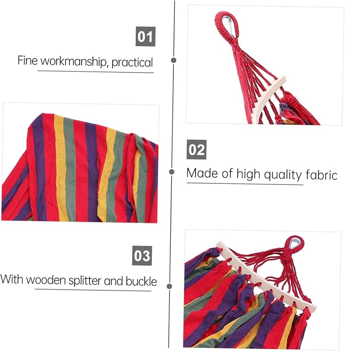 Rope Hammocks for Outside Camping Hammocks Striped Canvas Swing Bed Garden Travel for Adventure
