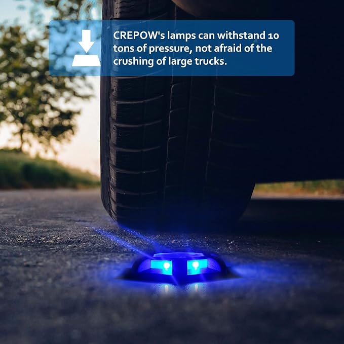 Solar Dock Lights Driveway Deck Lights - 16 Packs Waterproof 1200mAh Outdoor LED Aluminum Dock Lighting Warning Step Light for Driveway Sidewalk Garden Pathway Yard (Blue)