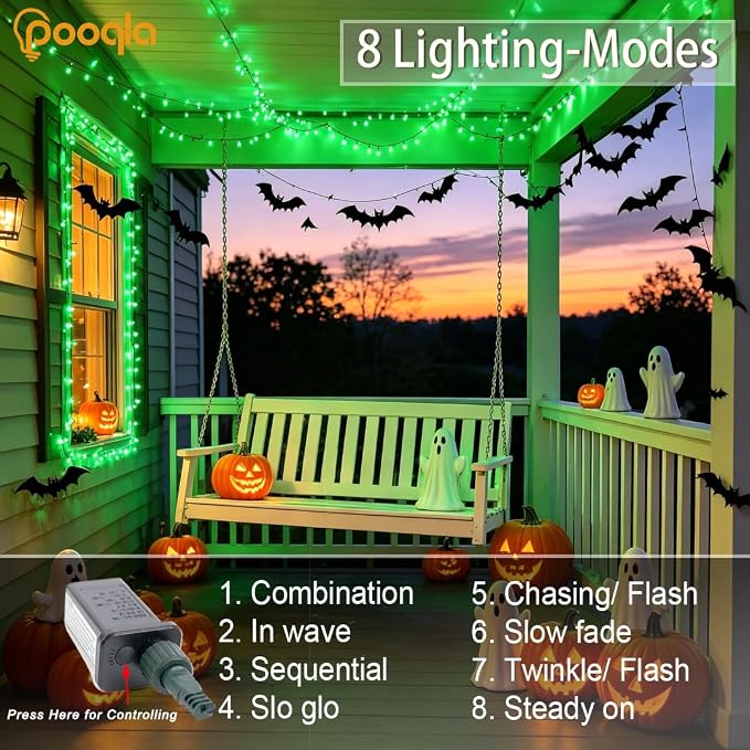 1000 LED Green Halloween Lights Outdoor String Lights, 328 ft | Green Wire Waterproof Twinkle Fairy Lights Plug in with Timer, 8 Modes String Lights Indoor Xmas Tree Christmas Decorations