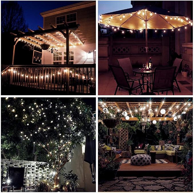 Metaku Cool White Globe String Lights Fairy Light 26ft 60LED & Remote | Battery Operated Indoor Outdoor Hanging String Lights Christmas Lights for Home Party Patio Garden Classroom Wedding