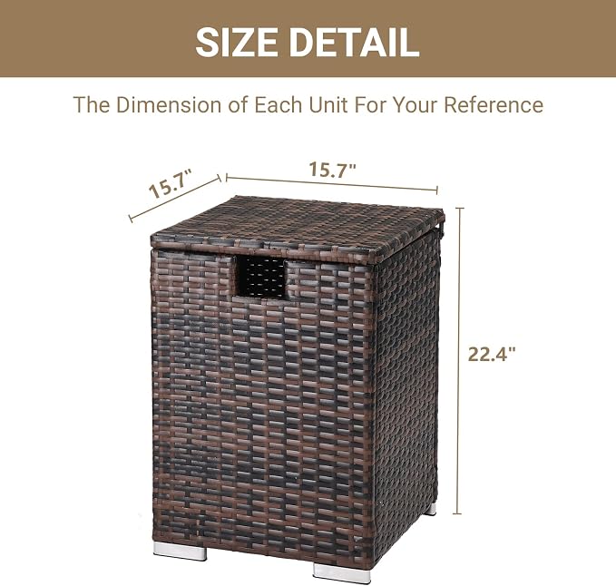Zimtown 61L Outdoor Rattan Side Table with Gas Bottle Storage - Wicker Patio Garden Furniture for Outdoor Use,for Backyard or Patio