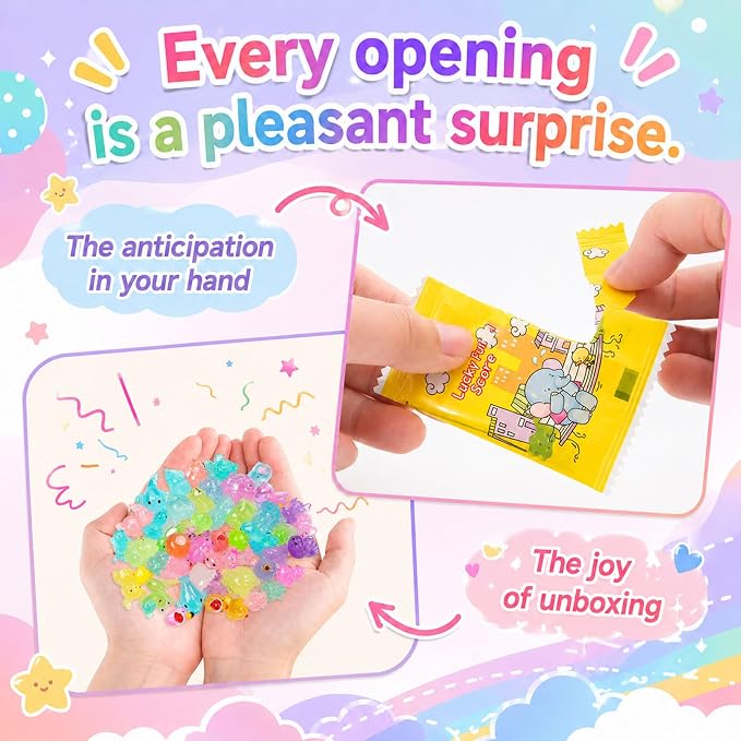 EKisemio 220Pcs Mini Resin Animals Blind Bags, Glow Mystery Figures Bags | Luminous Animals Figures Variety Pack , Glow in The Dark Designs, for Kids’ Collecting, Hide Games, Classroom Rewards