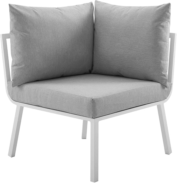 Modway EEI-3790-WHI-GRY Riverside 7 Piece Outdoor Patio Aluminum Set, White Gray