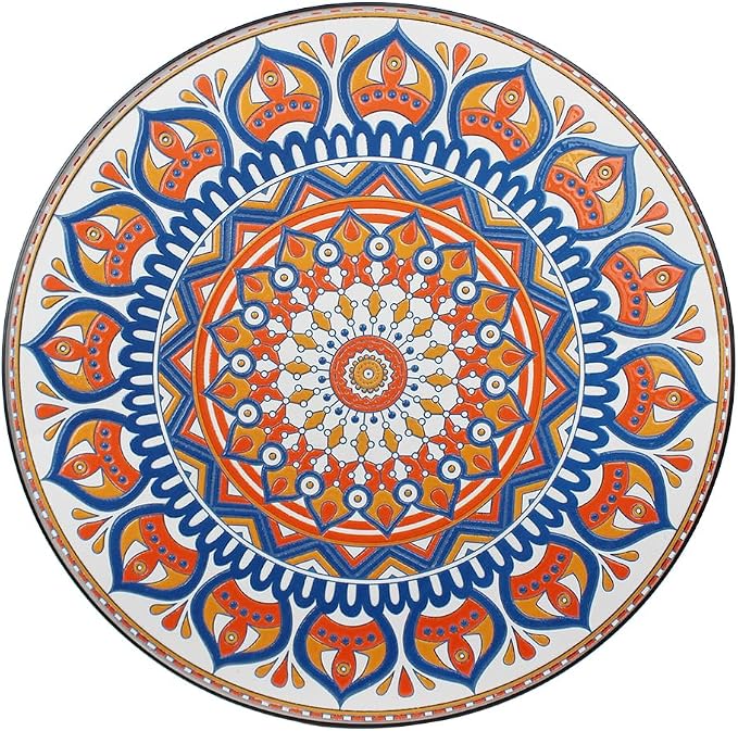 3 Piece Bistro Sets Mosaic Tile Round Table Folding Chairs Garden | Set of 3 Patio Furniture 23.6" Table and 2 Chairs Outdoor Bistro Chairs Artistic Table for Balcony Porch Apartment Backyard