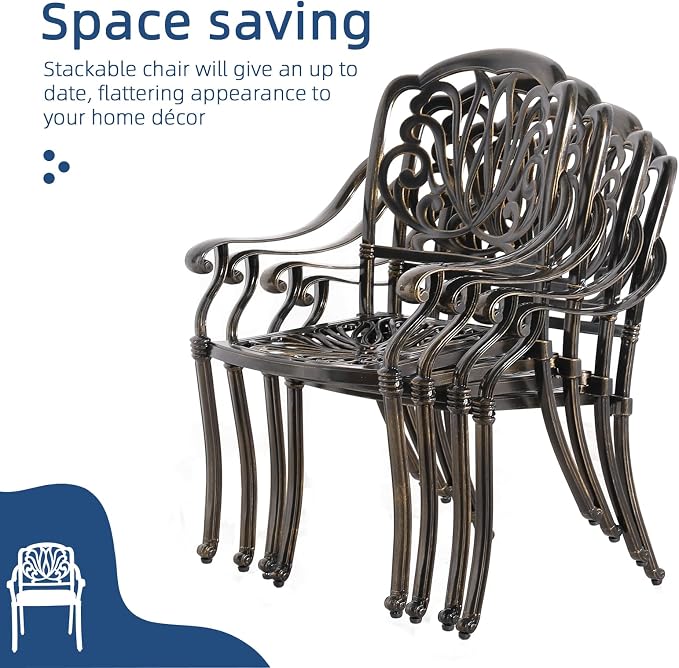 9-Piece Patio Cast Aluminum Dining Set, 8 Person Outdoor Dining Furniture Set, Includes 8 Cushioned Chairs and 61" Large Round Dining Table with 31" Lazy Susan, Umbrella Hole, Red