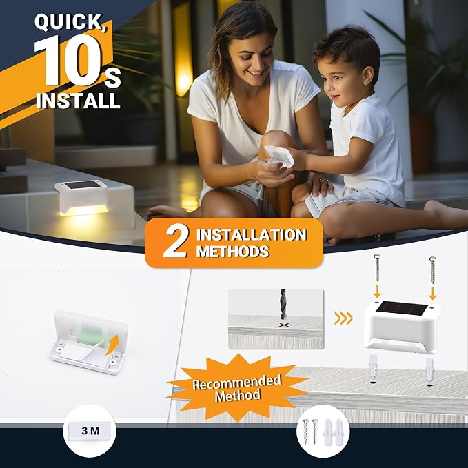 SOLPEX Solar Fence Lights Outdoor 16 Pack, Waterproof Led, Warm White | Led Solares Light for for Outdoor Step Stairs, Deck, Fence, Yard, Patio, and Balcony