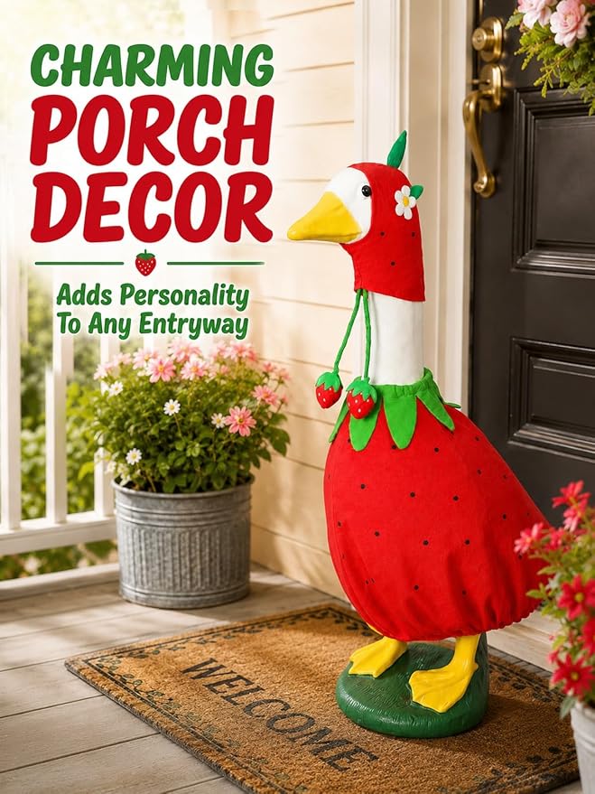 Porch Goose Outfits - 23" /17" Porch Goose Clothes for Lawn Yard (Red)