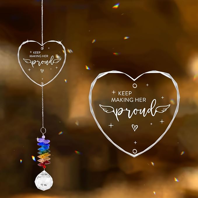 Memorial Suncatcher Sympathy Gift for Loss of Mother - Crystal Rainbow Maker - Bereavement Keepsake - Hanging Crystal Decor - Loss of Mom - Daily Remembrance