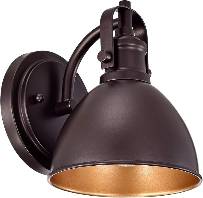 Oil Rubbed Bronze Gooseneck Wall Sconce, 7.5" Rustic Farmhouse Vanity Light, Barn Light Fixture for Bathroom, Bedroom, Garage, Porch, and Entryway