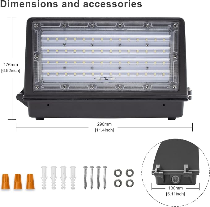 LED Full Cutoff Wall Pack, 35W(420W Eqv.) 4,200LM 5000K with Dusk to Dawn Photocell, 100-277Vac, LED Wall Pack for Outdoor Lighting (1 Pack) - ETL Listed