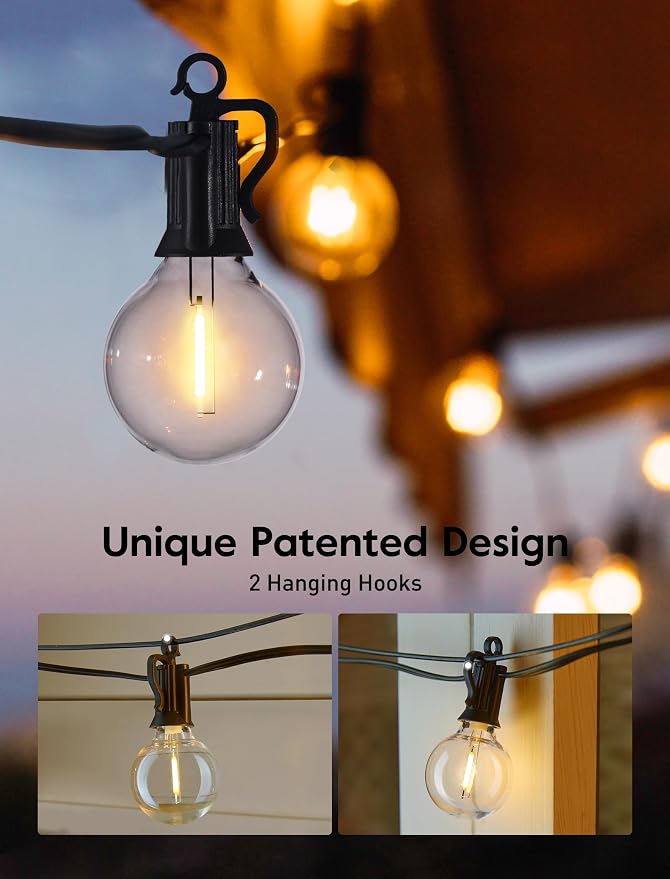 Brightown Outdoor String Lights, 69FT G40 LED IP65 Waterproof Patio Lights | 30 Shatterproof Edison Bulbs, Plug-In, Dimmable, Connectable, Hanging Light for Backyard Porch Party Christmas Decorative
