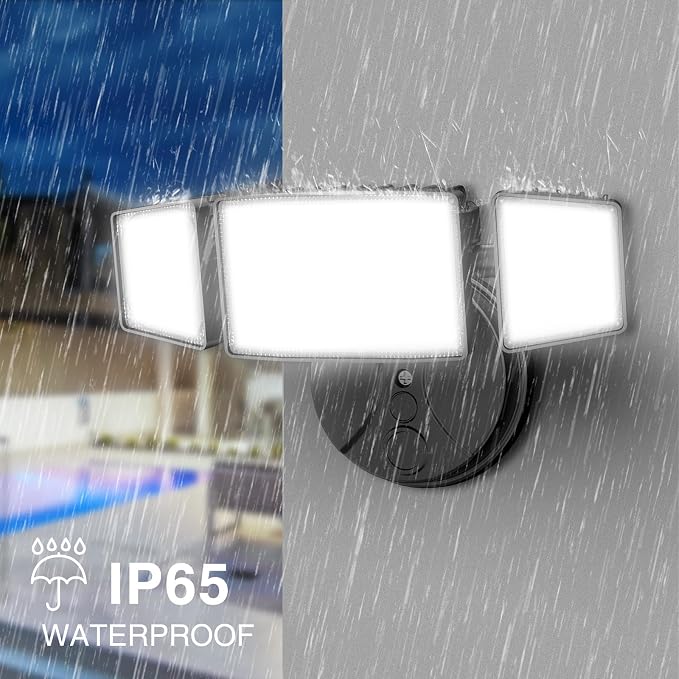 Onforu 2 Pack 75W Flood Lights Outdoor, 7000LM LED Flood Lighting Outdoor Switch Controlled, IP65 Waterproof Exterior Floodlight Fixture with 3 Adjustable Heads, 6500K Security Light for Garage Yard