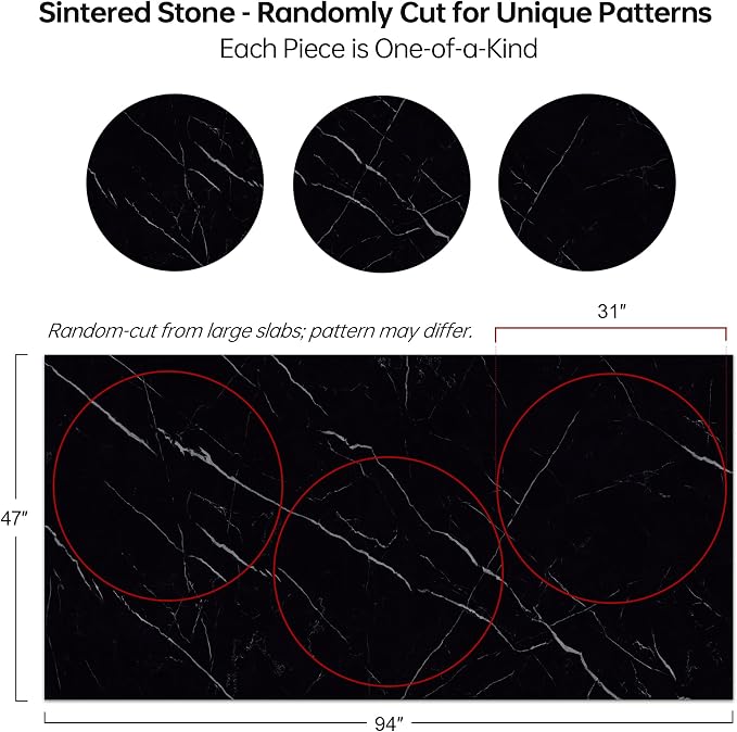 ZL ZELing Round Sintered Stone Table Top 39.3",Replacement Table Top for Indoor & Outdoor - Heat/Scratch Resistant Waterproof Ceramic DIY Desktop, Patio/Balcony/Bistro/Café & Dining Room (Matte black)