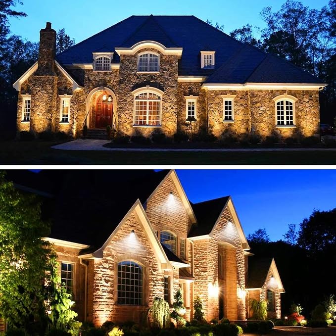 ZUCKEO 10W Low Voltage Landscape Lights LED Landscape Lighting with Connectors 12V Waterproof Outdoor Landscape Spotlights Floor Yard Lawn Best Garden Lights 1000LM Warm White (10Pack with Connector)
