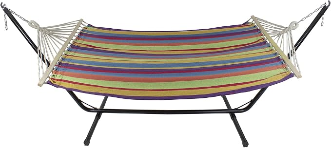 Northlight 32816511 Striped Woven Cotton Double Tree Hammock Multi-Color, Multicolor