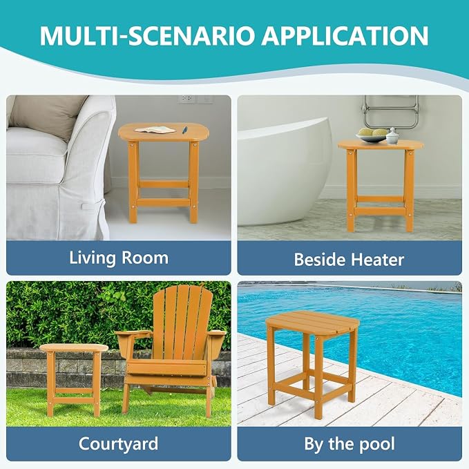 Adirondack Square Outdoor Side Table,2-Tier Storage Patio Side Table with Weatherproof HDPE Material Low