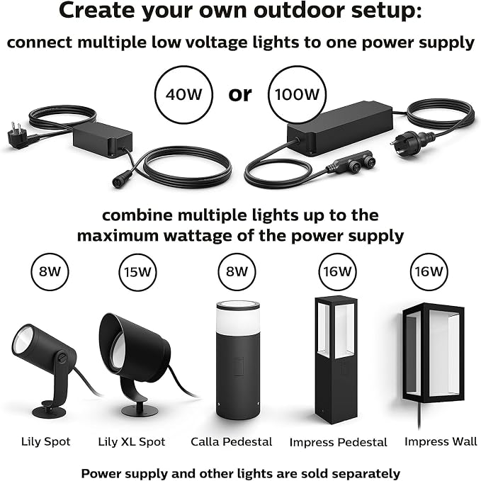 Philips Hue Outdoor 16-Foot Cable Extension - Extend Your Hue Outdoor Low Voltage Lights - 1 Pack - Requires Hue Bridge - Weatherproof