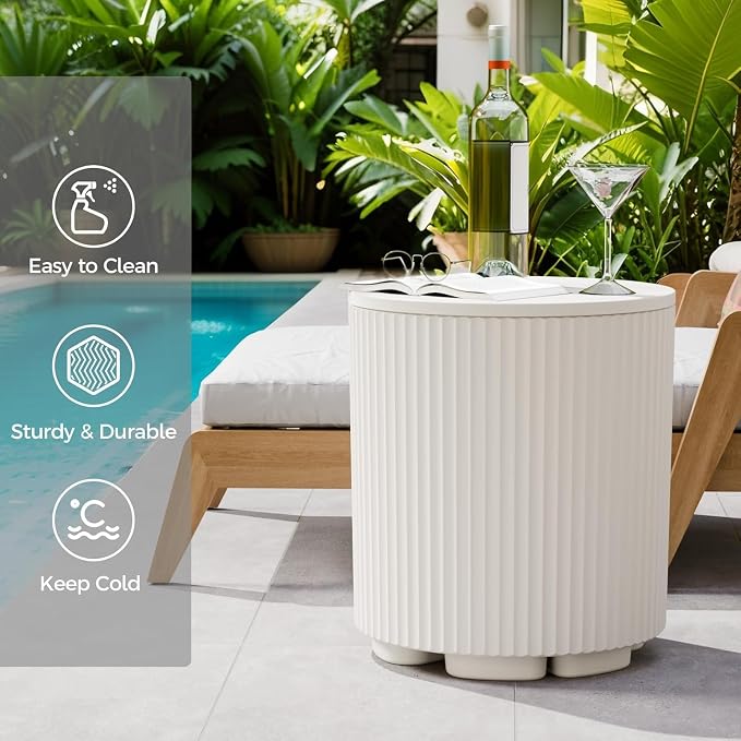 FONTOI Outdoor Cooler Side Table 2 Pack, 2 in 1 Ice Chest Side Table,as Cooler Side Table,Cooler Table for Patio, Parties Picnics, Beach