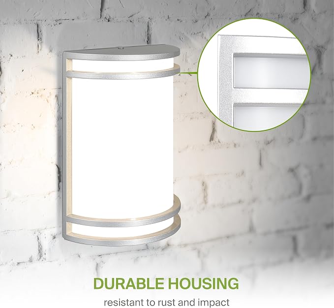ASD 10 Inch LED Outdoor Sconce Lights - 15W 120-277V 3000K 4000K 5000K Brushed Nickel Exterior Lighting Fixtures, Dimmable Exterior Lights for House, Modern Patio Wall Light Fixture ETL