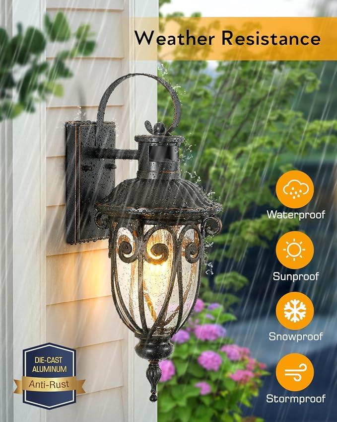 VIANIS Motion Sensor Outdoor Lights, Motion Lights for Outside Dusk to Dawn, Waterproof Porch Lights Outdoor, Oil Rubbed Bronze Exterior Lighting Fixtures for House, Porch, Garage, Doorway