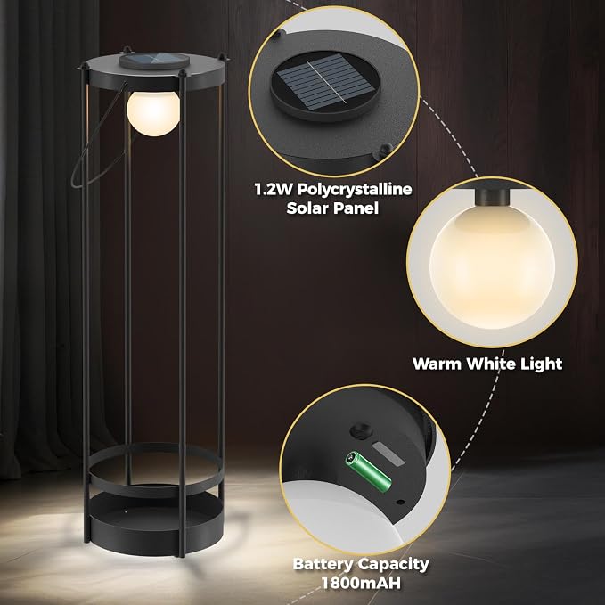 Outdoor Solar Floor Lamp with Plant Stand – Tall Waterproof Standing Light for Patio, Garden & Yard, Auto On/Off from Dusk to Dawn, No Wiring Needed