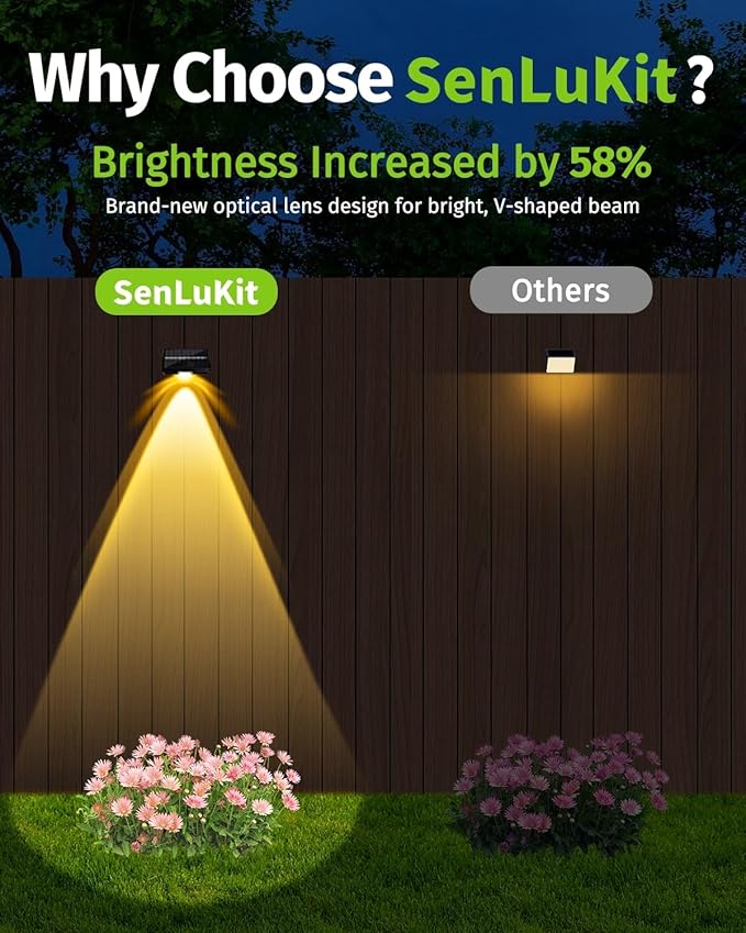Solar Fence Lights Outdoor Waterproof High Brightness LED Spot Lens Deck Lights 7 Mode Warm & Cool White RGB Solar Powered Wall Lighting Decor for Outside Patio Step Backyard Railing Pool - 2 Pack