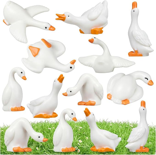 21pcs Mini Resin Goose Figurines, Tiny Animal Figurine Bulk | Small Desk Goose Decor for Garden Lawn Yard Micro Landscape Aquarium Potted Ornament DIY Craft