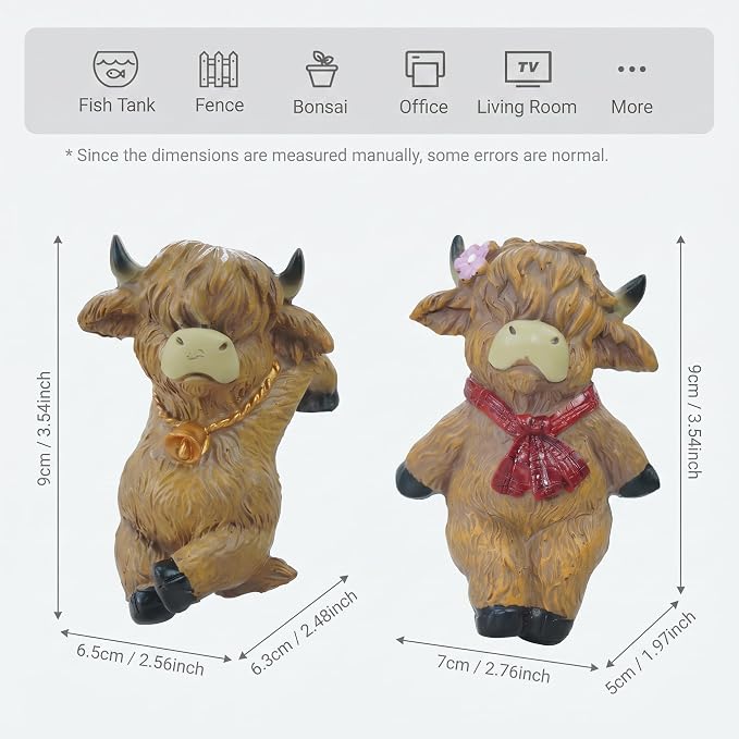 2PCS Highland Cow Statue Plant Pot Hugger