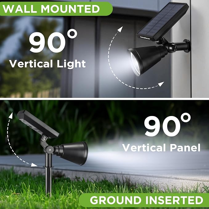 InnoGear 1 Solar Spot Lights Outdoor for Flag Pole Garden Yard, Cool White | Waterproof, Auto On/Off, Adjustable Brightness, 2 Installations, Tree, Uplights, Solar Powered Spotlight, Landscape Lighting