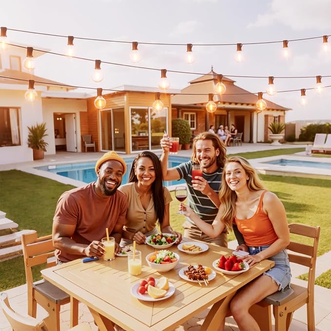 Svater Outdoor String Lights LED 60 FT G40 Patio Globe Light Waterproof | 32 Shatterproof G40 Edison Bulbs, Plug-In, Dimmable, Connectable, Outside Light for Backyard Porch Party Christmas Decorative