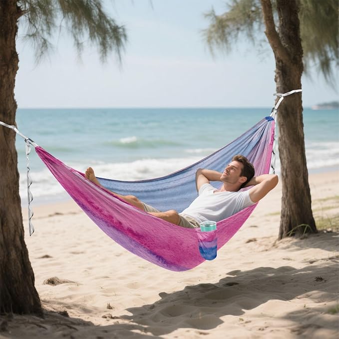 Bisexual Pride Flag Outdoor Hammocks with Hanging Rope Swing Hammock for Outside Patio Backyard Poolside