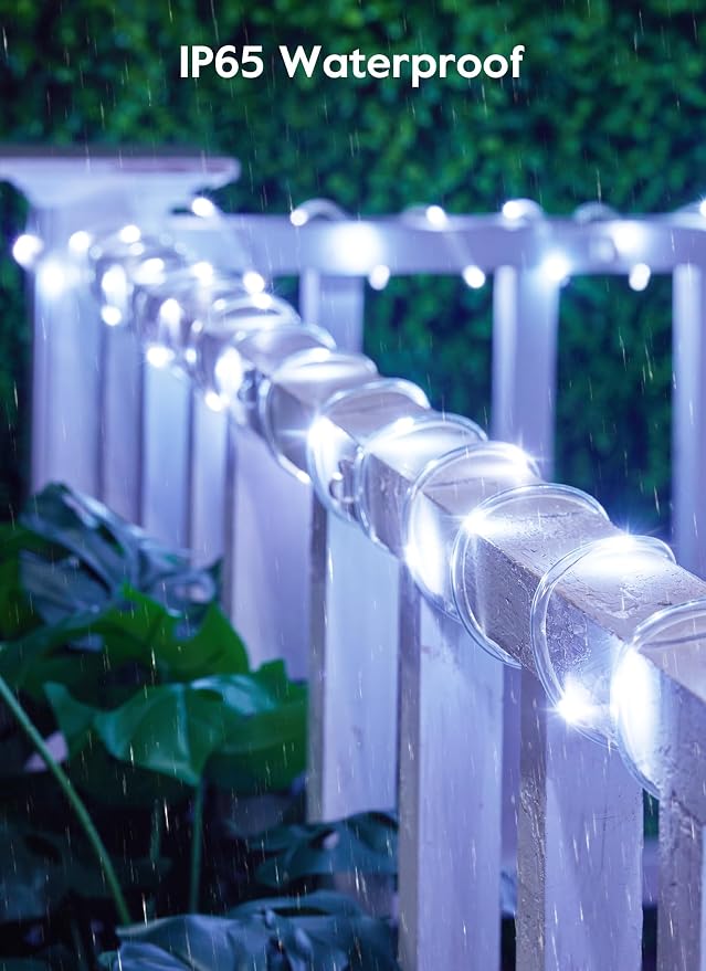 Brightown 39FT 100LED Solar Rope Lights Outdoor Waterproof, Pure White | IP65 Solar Powered Fairy Lights with 8 Lighting Modes, Outdoor String Lights for Party Garden Yard Holiday Tree Decoration