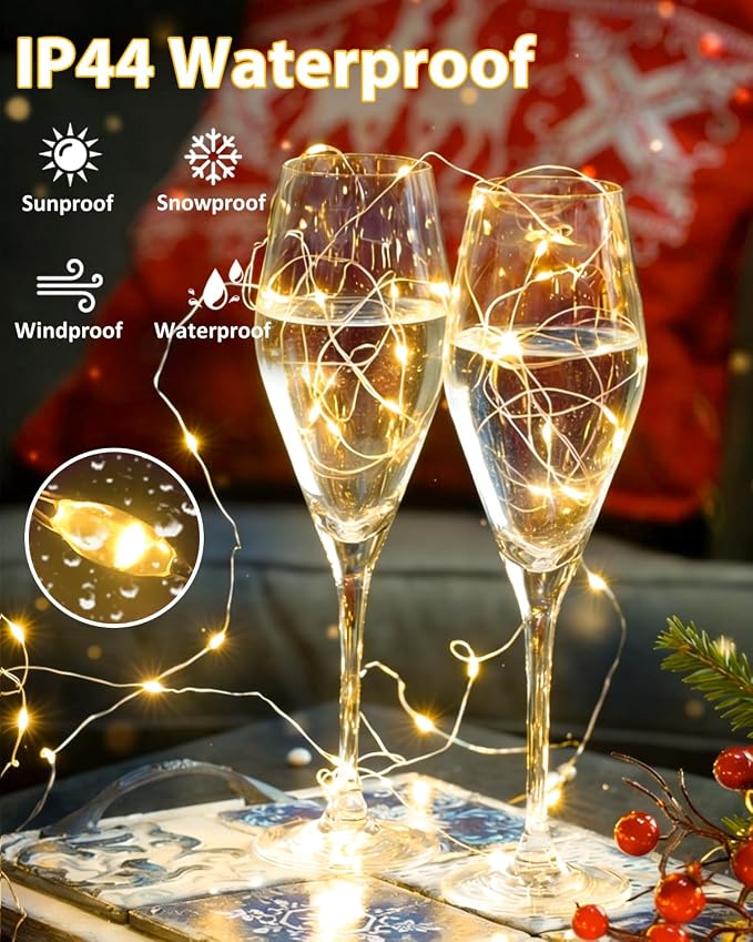 6 Pack 60 LED Fairy Lights Battery Operated with Remote, 20 FT Warm White | Cuttable, 8 Modes, Memory, Dimmable, Waterproof Battery String Lights with Timer for Indoor Outdoor, Christmas Decorations