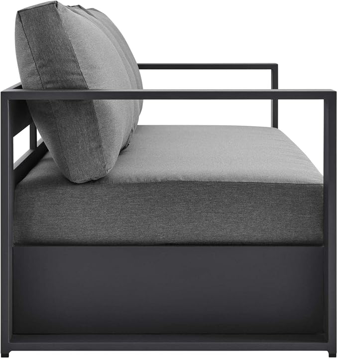 Modway Tahoe 4-Piece Fabric/Powder-Coated Aluminum Outdoor Set in Charcoal/Gray