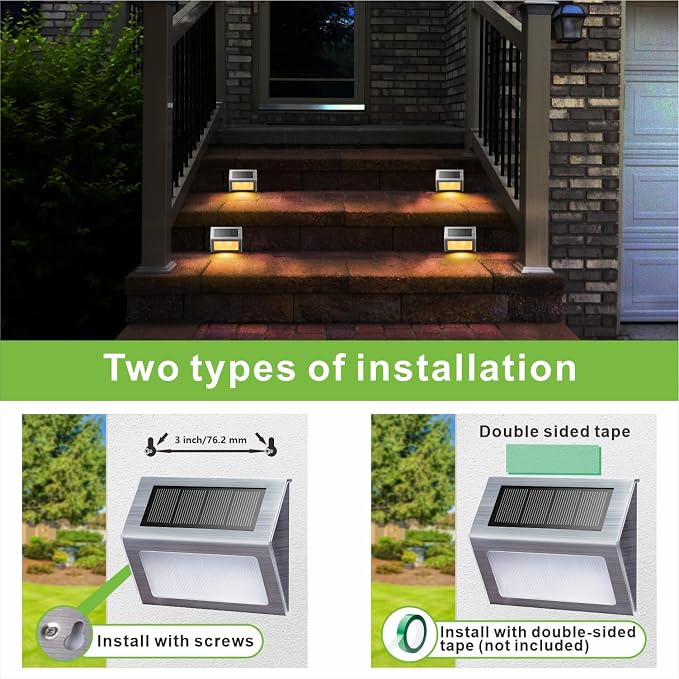 XLUX Warm White Solar Lights for Deck Step Fence Post, SST Housing, 6 Pack | Soft warm non-glare LED, sturdy stainless steel casing , outdoor use, Rainproof, Automatic ON/OFF, not excessively bright