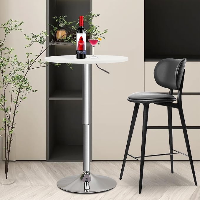 CLATINA Round Bar Pub Tables Set of 10, 26-36" Height Adjustable Bistro Table with Metal Base, 360° Swivel High Top Cocktail Table for Home Kitchen Party Drink Restaurant Wedding Cafe Reception, White