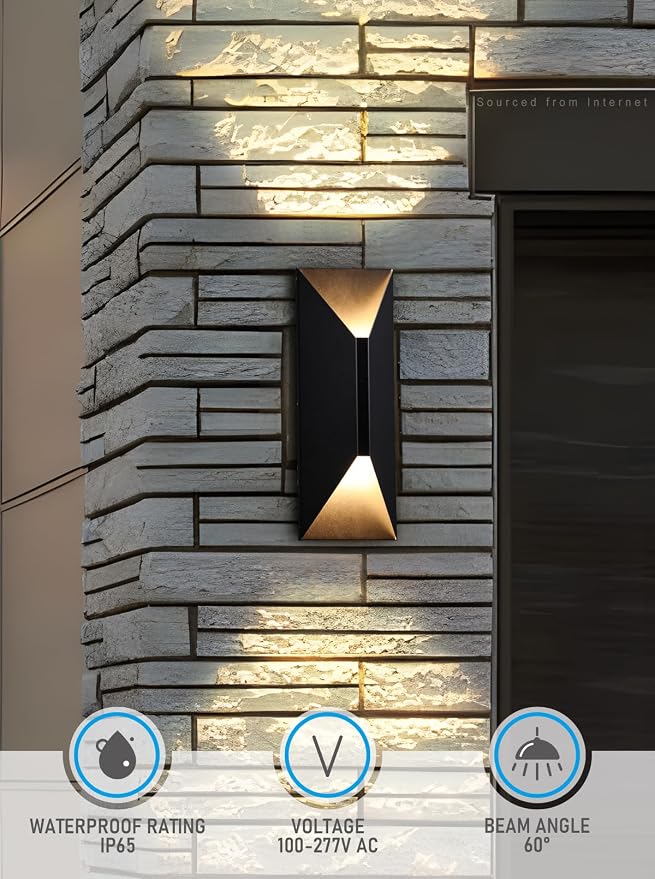 LEONLITE 2-Pack Dimmable LED Up Down Wall Light, 100-277V, CRI 90+, 3000K | 10%-100% Dimmable, IP65 Waterproof, 14 Inch Modern Porch Light, for Commercial Outdoor, Exterior Wall Sconce