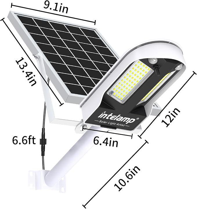 Solar Street Lights Outdoor Waterproof 3000LM 12500mAh Dual Sensor | Security Flood Light with Remote, PIR Motion Sensor, Dusk to Dawn Linkable Streetlight for Driveway, Parking Lot & Yard