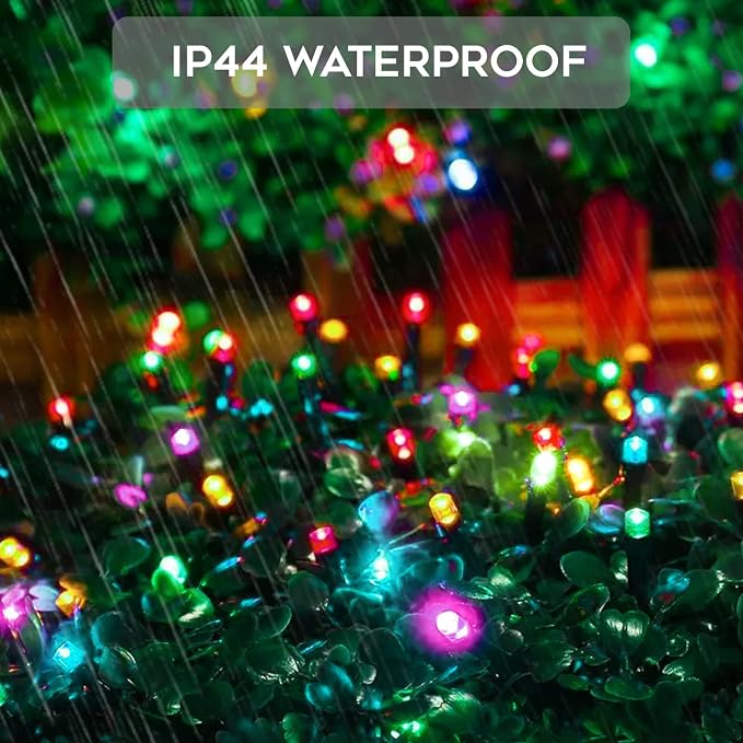 5 Colors Solar String Lights, Solar Christmas Lights Outdoor Waterproof with 8 Lighting Modes, Multi Colored 100LED Christmas String Lights for Indoor Patio Yard Trees Holiday Decoration