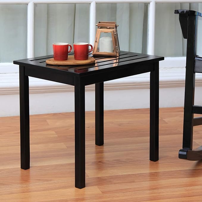 Cambridge Casual Bentley Solid Mahogany Outdoor Side Table – Weather-Resistant Patio End Table, Outdoor Accent Table for Porch, Deck, or Garden – Black Finish