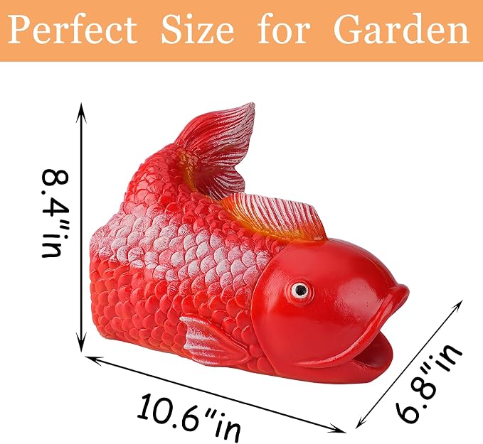 Teaeeno Fish Gutter Downspout Extension Decorations, 3''x4'' Downspout Extender Diverter Splash Block Sculpture Outdoor Decor, Animal Resin Statue Ornaments, for Garden, Lawn, Yard