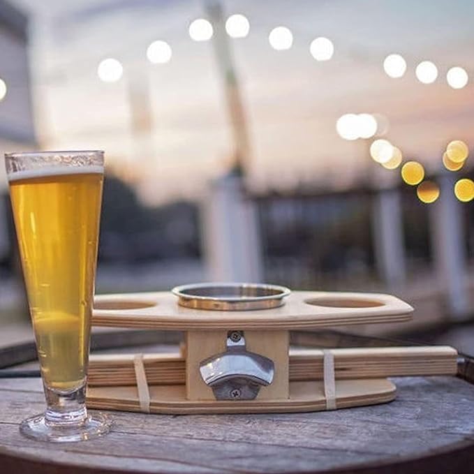 Portable Outdoor Wine Picnic Table Stake: Detachable Outdoor Drink Holder Stakes, Small Wood Beer Table Wine Rack for Family Entertainment, Picnic Camping, Beach Barbecue