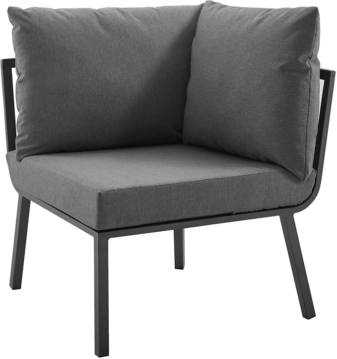 Modway Riverside 4 Piece Outdoor Patio Aluminum Set, 114 x 61.5 x 28, Gray Charcoal